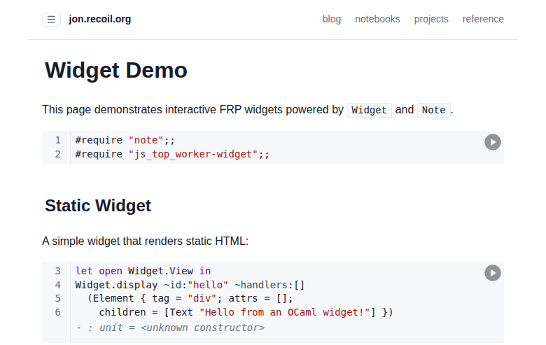 FRP Widget Demo notebook preview